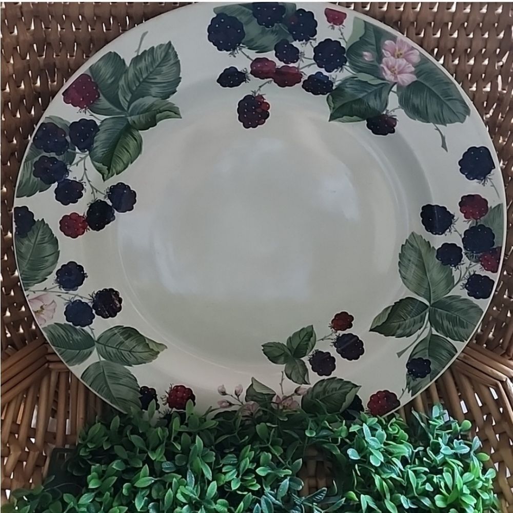 Vintage Stoneware Berries Dinner Plate Cottage Core Farhouse Chic